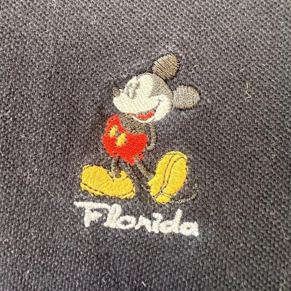 Vintage Disney Mickey Mouse Florida Polo Shirt X-Large Black Cotton - Picture 2 of 3